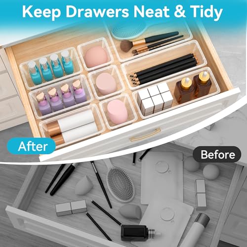 24 PCS Drawer Organizer Set (Milky / 24 Pcs)