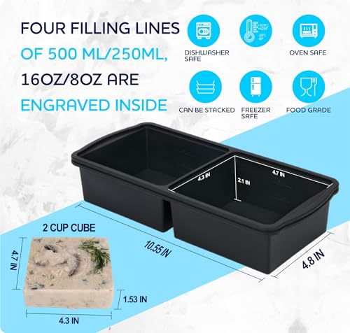 Silicone Freezer Trays with Lid (Grey-2 cup)