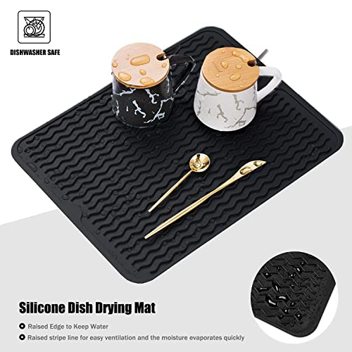 Silicone Dish Drying Mat (Black / 16" x 12")