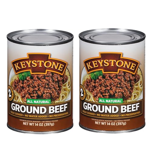 Meats All Natural Heat and Serve Ground Beef 14 Oz Fully Cooked Canned Meat Shelf Stable Emergency Survival Canned Food Ready to Eat No Preservatives Gluten Free Made in USA Pack of 2 (Pack of 2)