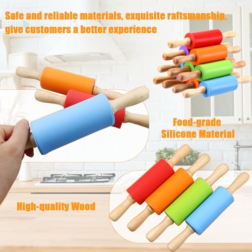 10Pcs 9 Inch Mini Silicone Rolling Pin (Silicone 10 Pcs)
