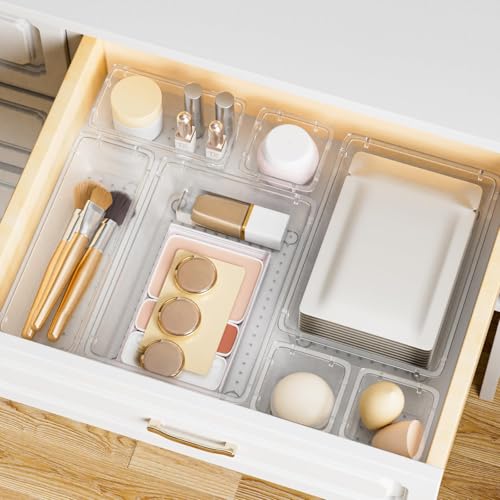 15 PCS Plastic Drawer Organizer Set (Clear)