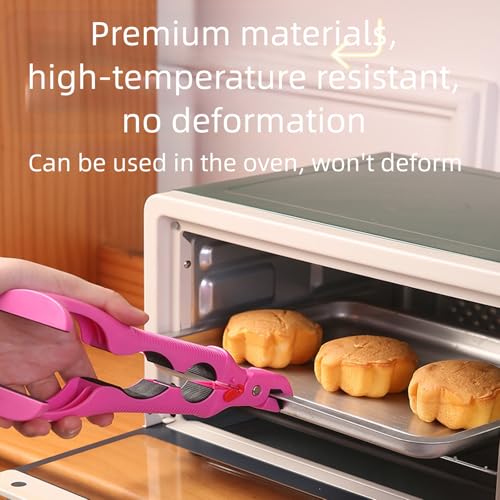 3-in-1 Hot Plate Gripper Tongs,Multi-Angle Hot Plate Gripper, Silicone Non-slip Hot Dish Plate Holder,Microwave Oven Cooking,Kitchen Utensil for Bowls,Pans,Dishes (2PCcrose red)