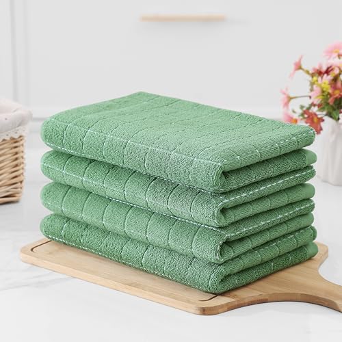 100% Cotton Terry Kitchen Towels (Grass Green / 20 X 28 - 6 Pack)