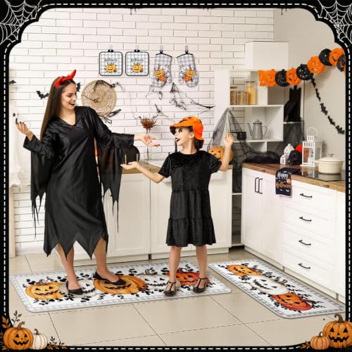 10 Pcs Halloween Kitchen Decor Set Pumpkin Kitchen Rugs (Black, Gray / Halloween Pumpkin)