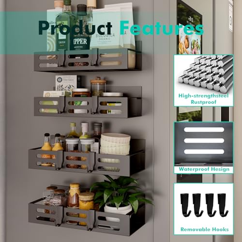 4 Pack Magnetic Spice Rack for Refrigerator (4 Pack)
