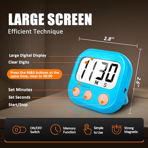 Digital Kitchen Timers for Cooking (Blue)