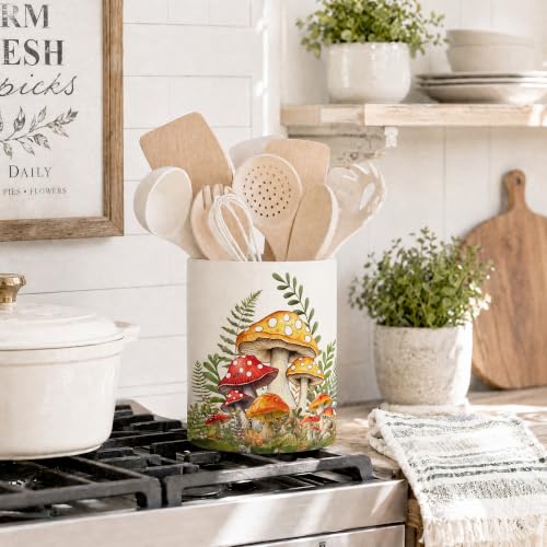 Yellow Mushroom Ceramic Utensil Crock (Mushroom 02)
