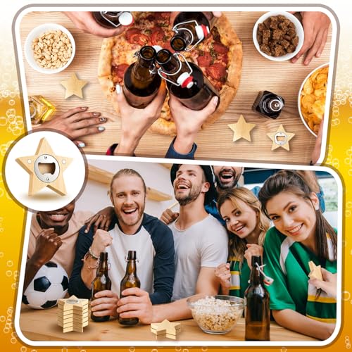 24 Pcs Magnetic Bottle Opener 2.5in DIY Bamboo Star Shape (Star Shape)