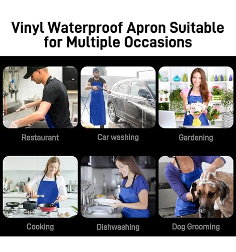 Waterproof Rubber Vinyl Apron Heavy Duty Chemical Resistant Work Apron Extra Long Grilling Aprons with Adjustable Bib Apron for Dishwashing Lab Butcher Cooking Kitchen Blue (Blue)