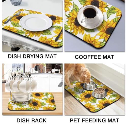 Dish Drying Mat 2 (Sunflower-3 / 2-Pack)