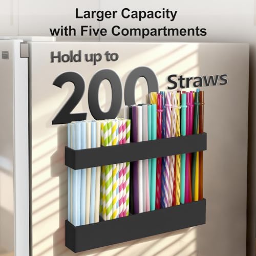 9.5” Large Acrylic Straw Holder for Cabinet Door (Large / Black)