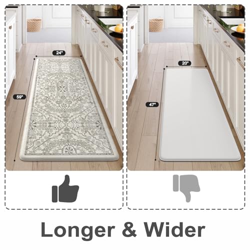 Anti Fatigue Kitchen Mats (Light Grey/Multi / 59"L x 24"W x 0.5"Th)