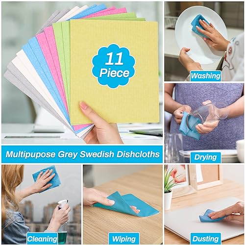 11 Pack Swedish Dish Cloths for Kitchen (11 Pack-multicolor)