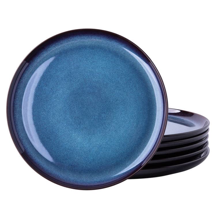 Ceramic Plate Set of 6 (8.5 Inch for 6 / Reactive-Blue)
