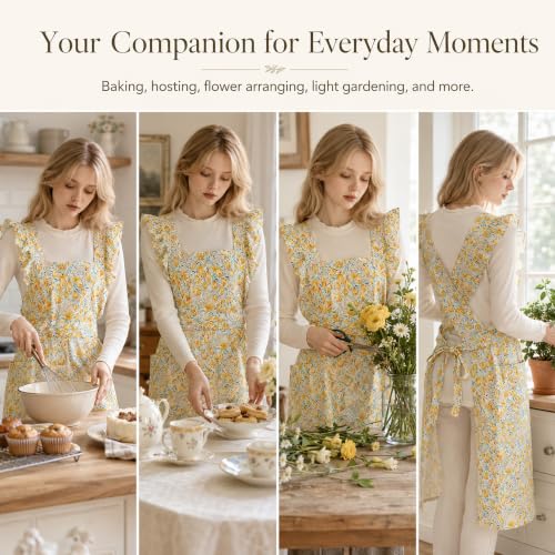 Cute Apron Cooking Baking (Yellow)