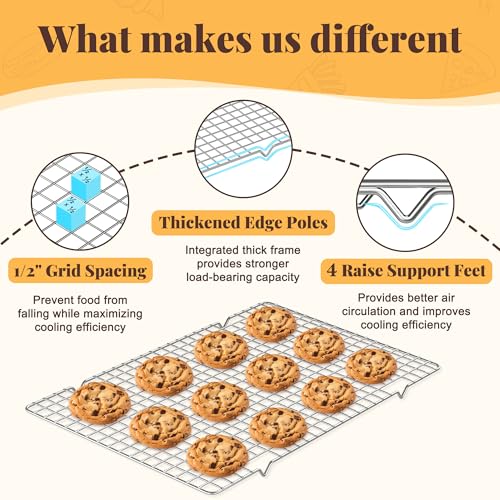2 PCS Grid Wire Baking Cooling Racks (10“ x 16”-2 Pack / Silver)