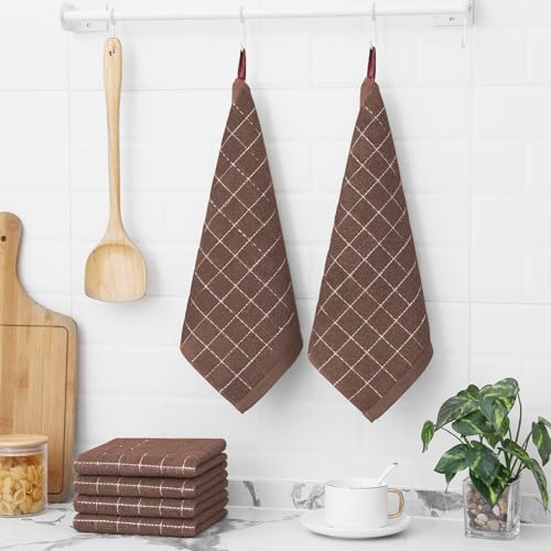 100% Cotton Terry Kitchen Dish Cloths (Brown / 12 X 12 - 6 Pack)