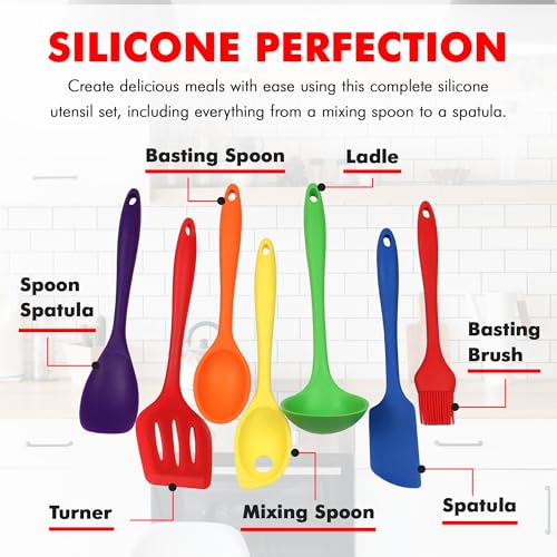 Premium Silicone Kitchen Tool and Utensil Set (7 Piece Set / Assorted)