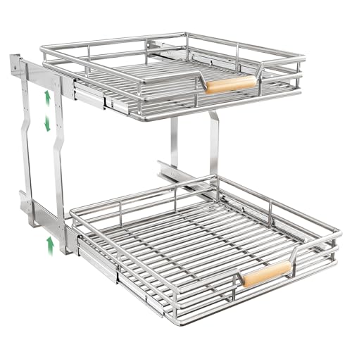 Pull out Cabinet Organizer (Chrome / 23"W x 21"D)