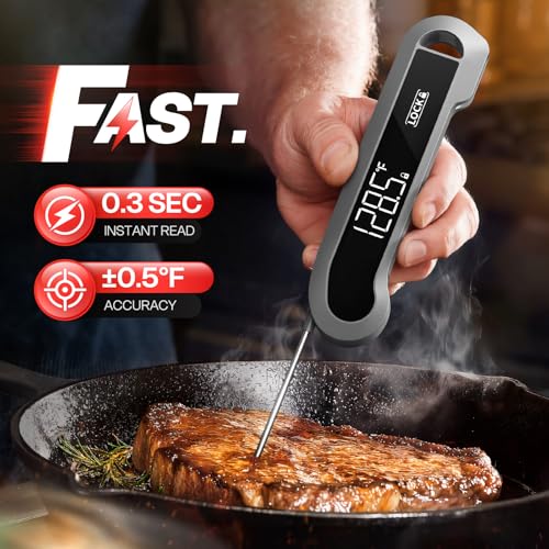 0.3 Sec Instant Read Meat Thermometer Digital for Cooking (Matte Grey)