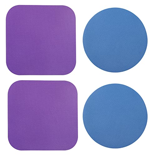 4pcs Jar Opener Gripper Pad for Seniors with Weak Hands (Light Blue Round+Purple Square)