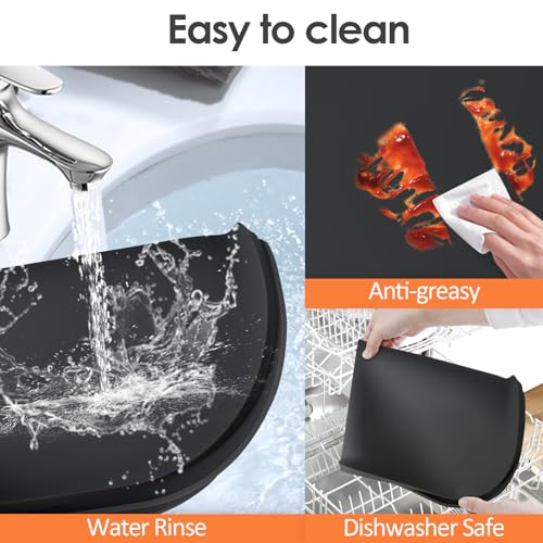 Silicone Coffee Maker Mat with Lip for Countertops (Black / 17.4'' x 10.6'')