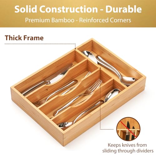 Bamboo Kitchen Drawer Organizer (11 x 14 inch (5 Slots))