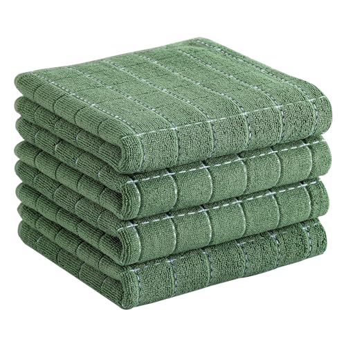 100% Cotton Terry Kitchen Towels (Grass Green / 13 X 28 - 4 Pack)