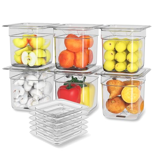 NSF Polycarbonate Food Pans with Lids 6 (6 PCS / 6'' Deep)