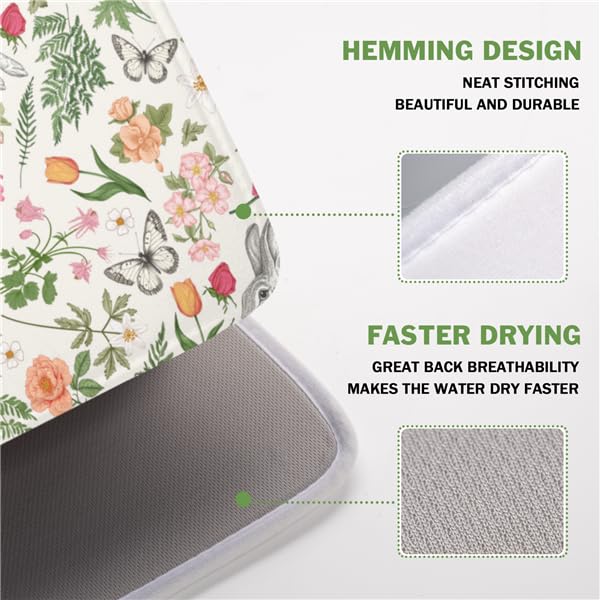 Easter Bunny Dish Drying Mat for Kitchen Counter (16" x 18")