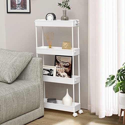 Slim Storage Cart 4 Tier (White)