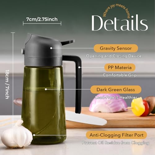 16 oz Dark Glass Olive Oil Sprayer & Dispenser (01_Black)