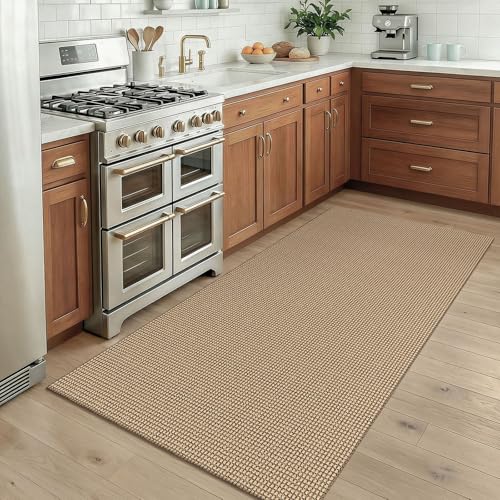 Boho Rugs for Entryway 3x5 ft Washable Area Rug Non Slip Rubber Backed Entry Rug Woven Indoor Door Mat Cotton Kitchen Rugs Floor Carpet for Entryway (Orange Beige/Tan/Brown / 3' x 5' (Rectangular))