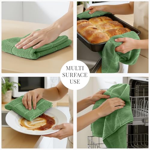 100% Cotton Kitchen Towels 18"x28" (Grass Green / 18 x 28 - 4 Pack)