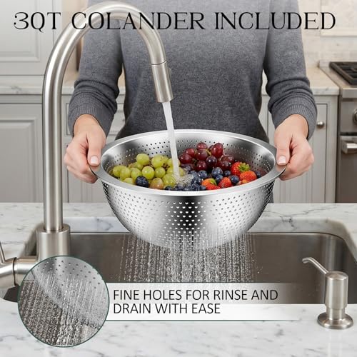 Stainles Steel Mixing Bowls with Lids Set (9PCS Beige)