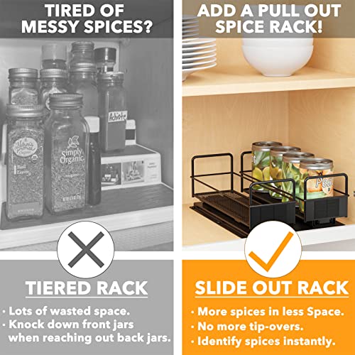 Pull Out Spice Rack Organizer for Cabinet (Two 3"W Drawers, 1-Tier)