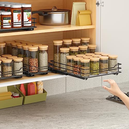 Pull Out Spice Rack Organizer for Cabinet (1 Tier,8.5''Wx10.5''Dx2.5''H)