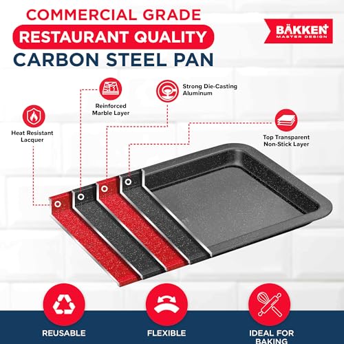 BAKKEN 3 Piece Kitchen Baking Pans (3 Piece Set / Gray Marble)