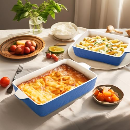 Baking Dish Set of 3 Nonstick Bakeware Set with Handles (Dark Blue / 11.6 x 7.8 Inches)