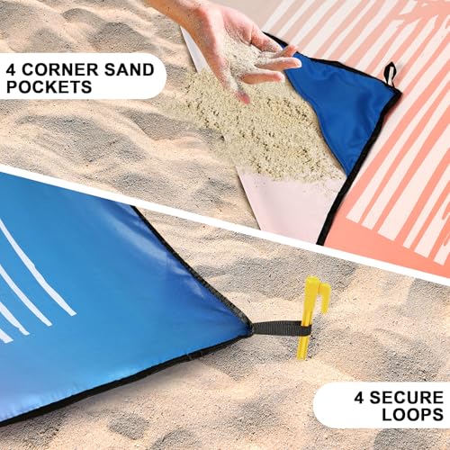 Beach Blanket Mat Waterproof Sandproof for 2 (Coconut Tree-sundown Color / 79" X 83"（1-4person）)
