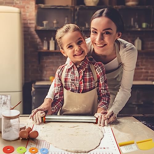Rolling Pin Rolling Pins Thickness Rings and Silicone Baking Pastry Mat Set