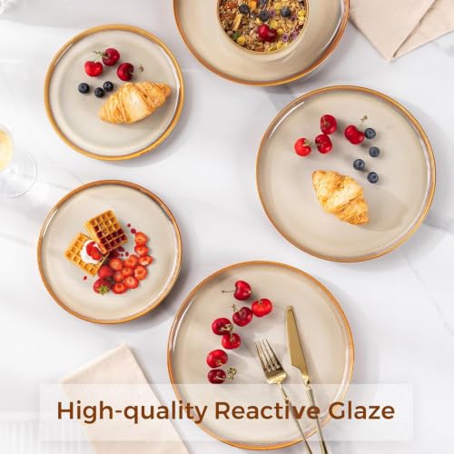 Ceramic Plate Set of 6 (8.5 Inch for 6 / Reactive-Kahki)