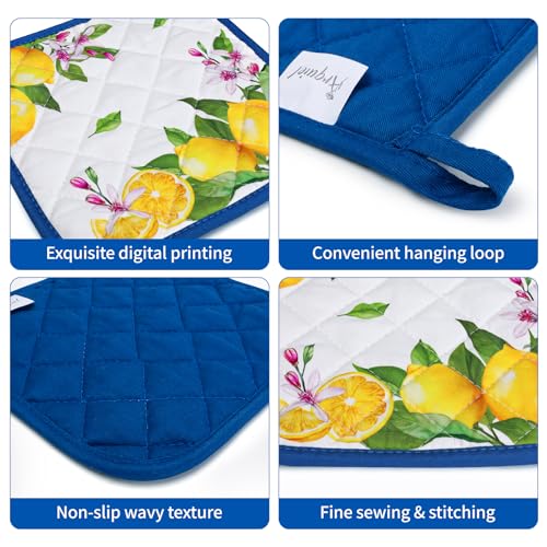 Summer Lemon Oven Mitts and Pot Holders Set (Lemon / Oven Mitt x2 & Pot Holder x2)