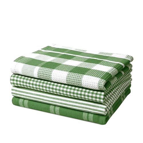 100% Cotton Kitchen Dish Cloths (13"x28" - 4 Pack / 01: Olive)