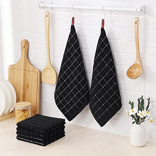 100% Cotton Terry Kitchen Dish Cloths (Black / 12 X 12 - 8 Pack)