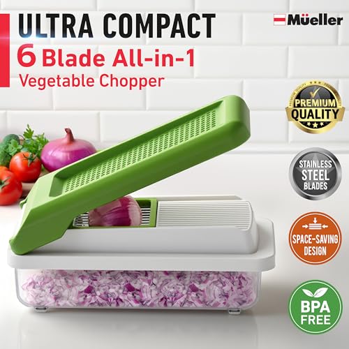 Mueller Vegetable Chopper (White Sand/Green / 6 blades)