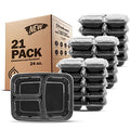 Meal Prep Containers [21 Pack] 3 Compartment with Lids (24OZ-21PK)