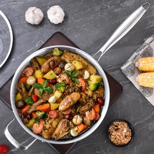 7 Quart Deep Frying Pan with Lid (Silver)