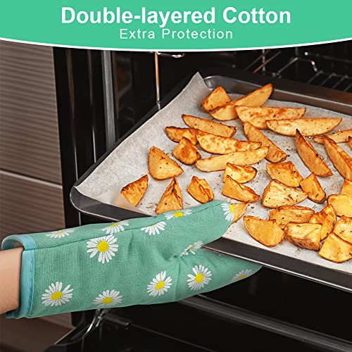 Oven Mitts and Potholders (Daisy-green)